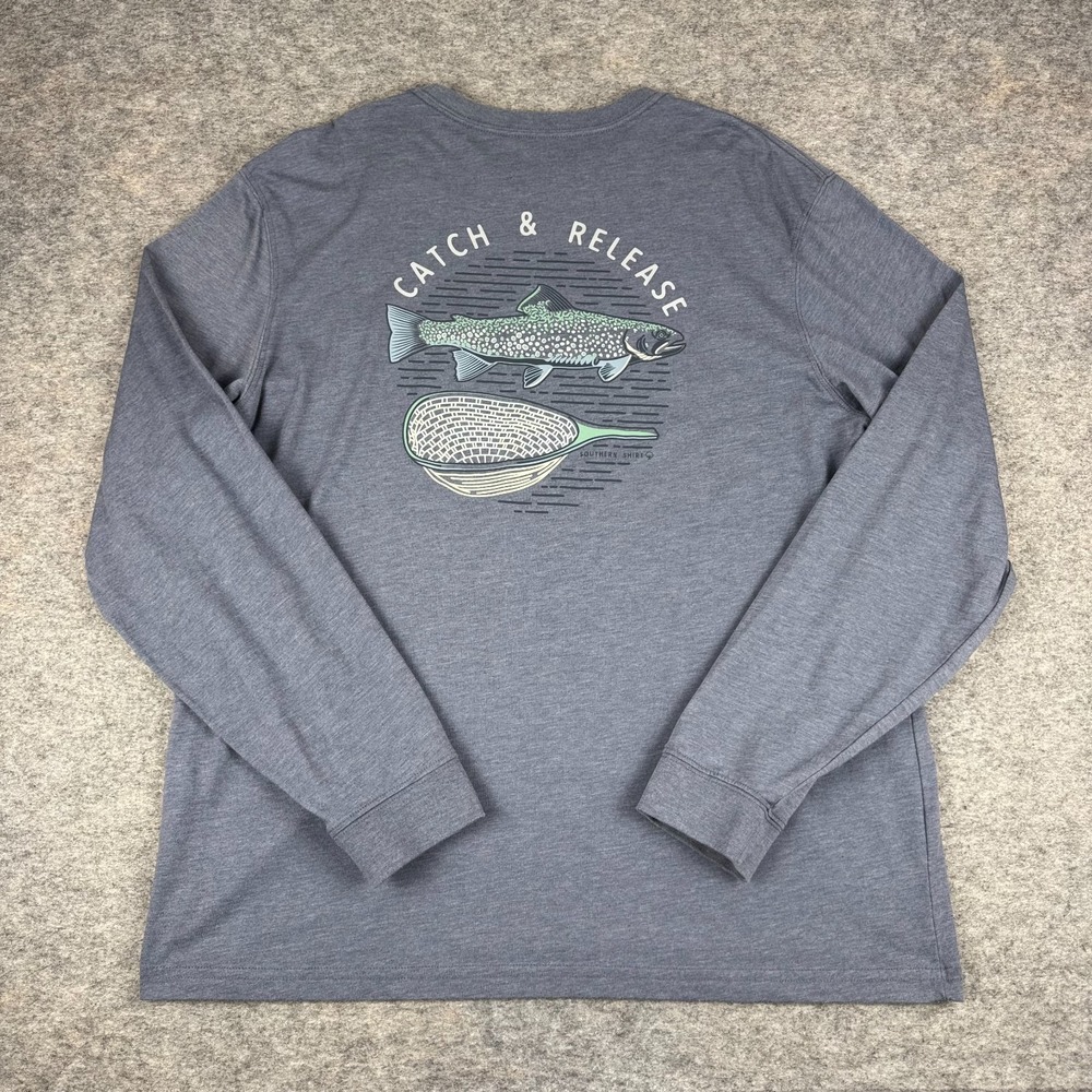 Southern Shirt Long Sleeve Pocket Tee Catch And Release Trout Fish Mens Large L